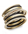 Chic coordinates. Robert Rose's beautiful set of bangle bracelets lets you mix and match to your heart's content! Embellished with glittering glass accents and decorative textural detailing, they're crafted in brass tone and gold tone mixed metal along with stainless steel. Approximate diameter: 2-1/4 inches.