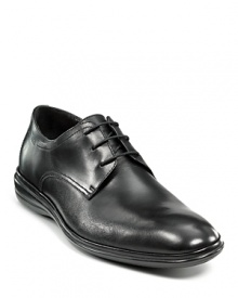 This sophisticated leather lace-up shoe has a clean front and round toe for a strong look.