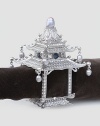 Platinum-plated pagoda is accented with hand-set CRYSTALLIZED - Swarovski Elements and freshwater pearls for a unique table essential. Available in goldplated metal. Beautifully gift boxed Set of 2 Imported