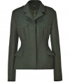 Dress up your daytime look with a military-inspired edge in McQ Alexander McQueens sharply tailored peplum jacket - Notched collar, long sleeves, epaulettes, flap pockets, hidden front closures - Tailored fit - Pair with edgy boots and chic matching separates