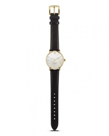 Take a classic approach to accessorizing with this leather strap watch from kate spade new york. With a gold-plated case and Mother-of-Pear dial, it's a timeless choice.