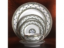 The delicate detail on this Allee Royale Dinnerware makes a classic yet eye-catching addition to your tabletop. Salad Bowl pictured in foreground.