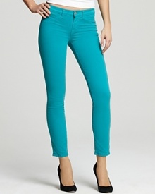 Ever-so-slightly cropped, these vibrantly hued J Brand skinny jeans will keep you looking city-chic from season to season.