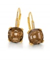 A fashionable choice for fall. Rich chocolate-hued cubic zirconias (5-1/2 ct. t.w.) look seasonally stylish on these leverback earrings from CRISLU. Crafted in 18k Gold over Sterling Silver. Approximate drop: 1-1/4 inches.