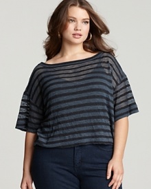 JET Plus Size Striped Boxy Sweater