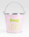 An adorable galvanized bucket is the perfect place for a pup's playthings. It's also a clever gift basket, ready to fill and give to a favorite doglover. Top handle 11H X 11 diameter Made in USA Please note: Each bucket is made to order, so please allow 3-4 weeks for delivery. 