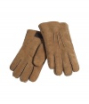 Stylish gloves in camel sheep skin - like Ugg boots for your hands - accentuated fern stitching - very warm and soft lining - robust - favorite gloves for the whole winter