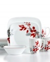 In true Corelle fashion, the Kyoto Leaves dinnerware set boasts exceptional performance and exquisite style. Clean lines in luminous white with red trim and graceful Asian botanicals redefine the casual table with serene, effortless elegance.