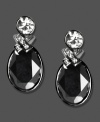 Retro-glamour that looks good anytime. These stylish Givenchy earrings feature jet stones and crystal accents set in hematite-plated mixed metal. Approximate drop: 3/4 inch.