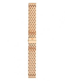 Change your watch with your outfit. Michele's link bracelet slips on the wrist to give day-to-day looks a golden touch.