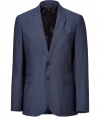 Elegant jacket in fine blue wool-mohair blend - Top-quality construction makes it pleasantly lightweight and flattering  with a classic shape thats essential for every mans wardrobe - Single breasted with two buttons, flap pockets and billet, breast pocket and deep, narrow lapel - Perfect jacket for the office or with matching suit pants and crisp shirt