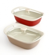 This durable stoneware sets the tone for your space with complementary colors and a classic, yet timeless, design that does more-baking, storing and serving all in the same dish. 1-year warranty.