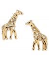 Lengthen the limits of your style with these giraffe stud earrings from Fossil. Embellished with sparkly black crystal accents. Finished with a clutch-back closure. Crafted in gold tone mixed metal. Approximate drop: 1/2 inches.