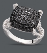 Shape up with a little extra shine. Bold, black diamonds (9/10 ct. t.w.) provide a square silhouette, while white diamonds (1/10 ct. t.w.) sparkle at the shoulders of this chic cocktail ring. Crafted in sterling silver. Size 7.