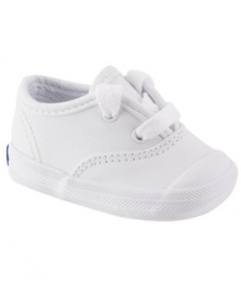 These toe-cap sneakers from Keds mix daintiness and durability, keeping these kicks cute, even when she's playing hard.