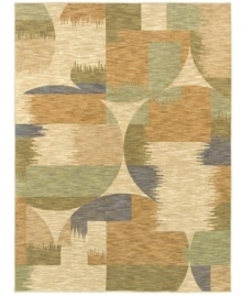 A soft palette of earthy tones set in blended geometric patternwork creates a calming effect in the Volos area rug from Shaw Living. Its ultra-durable and supremely soft EverTouch® nylon is meticulously dyed for brilliant color recognition.