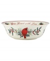 Perfect for serving holiday sides, this Lenox Winter Greetings bowl combines everything that's beautiful about the season in fine ivory porcelain. With the words, fill your home with joy, your heart with love, it also makes a thoughtful gift.