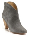 Soft, cracked suede lends edge to the downtown-cool Jardin booties from Matt Bernson.