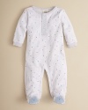 Polka dots and stripes adorn this sweet and cozy Absorba onesie featuring full feet and long sleeves.