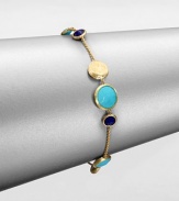 From the Jaipur Resort Collection. Vivid turquoise, gold-flecked lapis and freeform discs of 18k gold with a rich brushstroke texture are all dotted along a delicate chain in this oh-so-elegant design.Lapis and turquoise18k yellow goldLength, about 7Lobster claspMade in Italy