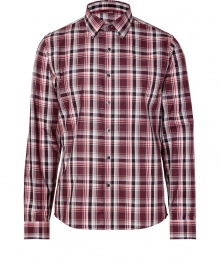 Add a touch of downtown cool to your casual ensembles with this sophisticated checked shirt from Michael Kors - Spread collar, long sleeves, front button placket, slim fit, all-over check print- Pair with slim jeans, chinos, or corduroys