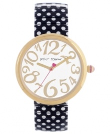 Follow the dotted line to fun fashion with this polka dot watch from Betsey Johnson.