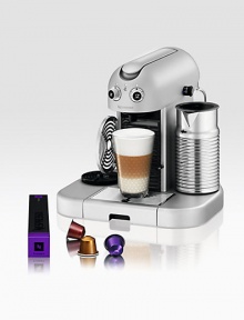 Compact coffee machine combines the latest in brewing technology using coffee capsules in a retro design.The Aeroccino milk frother heats and froths milk for cappuccinos and lattes at the push of a button.Aluminum body made from high quality materialsCompact Brewing Unit TechnologyAutomatic cup warmer with instant water jet systemWorks exclusively with Nespresso's premium coffee capsulesThermobloc technologyEasy insertion and ejection of capsulesDescaling alarm and