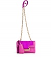 A mini version of the must-have Harper silhouette, this Diane von Furstenberg crossbody bag will update your cocktail-ready look - Front flap with magnetic snap closure, back slit pocket with hidden magnetic snap, lip-shaped mirror attached to handle, chain detailed shoulder strap, inside zippered back wall pocket, back logo detail - Pair with a flirty frock and heels