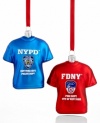 Show your support for New York's finest and bravest with an NYPD or FDNY Christmas ornament. Glass tees honor the city's everyday heroes.