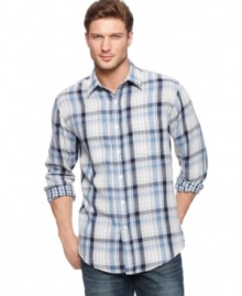 Crafted in a crisp classic plaid, this shirt from Club Room is soon to become a wardrobe must-have. (Clearance)