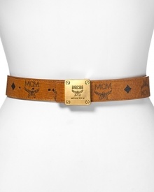 Cinch your waist with this sleek belt, complete with an eye-catching MCM logo buckle.