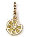 Sweet, sour and chic. Give your wrist a citrus twist with this crystal-encrusted lemon slice charm from Juicy Couture.