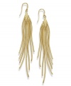 Wispy and whimsical. Alfani's sweeping earring style features graduated linear drops in gold tone mixed metal. Approximate drop: 3-5/8 inches.