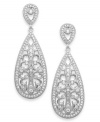 Decorative and dazzling! Eliot Danori's glittering pave crystal teardrop earrings are a perfect party look--they'll be sure to sparkle at your next special occasion. Set in silver tone mixed metal. Approximate drop: 1-1/4 inches.