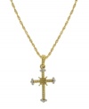 Show your devotion in stylish sparkle by Vatican. Features an intricate cross accented by round-cut crystals. Setting and chain crafted in gold tone mixed metal. Approximate length: 18 inches. Approximate drop: 1-3/4 inches.