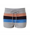 Work a cool colorblock into your casual-chic staples with Marc by Marc Jacobs bold striped shorts - Drawstring waistline, bold striped front, contrast striped sides - Form-fitting - Wear with an oversized pullover and retro sneakers