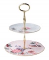 Create a scene worthy of warm scones and finger sandwiches with the Cuckoo two-tier cake stand. Wedgwood bone china adorned with twinkling gold, fanciful birds and vintage blooms embrace the splendid English tradition.