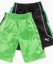 From playing ball to relaxing around the house, these comfy shorts from Puma will become a pair of his favorites.