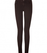 Every modern wardrobe deserves a pair of stylish skinny jeans, and J Brands rich, black-brown pair promises a sleek silhouette - Ultra-flattering mid rise curve-hugging cut - Classic five-pocket style with belt loops and button closure - Polished and undeniably chic, ideal for any number of occasions - Pair with a silk blouse, leather jacket and pumps, or go for a more casual look with an oversize cashmere pullover and ballet flats