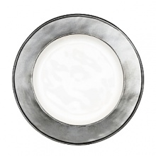 Part of Juliska's larger Pewter collection, Emerson features a hand-thumbed, hammered design that makes each piece unique. Distinctive and distinguished, this whitewashed stoneware is accented with a pewter band lending it an air of old-world luster and grace.