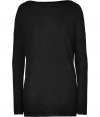 An effortless cool staple with endless wearing possibilities, Vinces black pullover counts as a new-season must - Rolled round neckline, long sleeves, dropped shoulders, fine ribbed cuffs and hemline - Fitted sleeves, long relaxed body - Wear with favorite skinnies and patent leather ballerinas