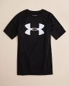 A breathable, moisture-wicking performance tee, outfitted with Under Armour's bold logo at the chest.