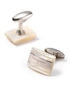 The final touch to your finest ensemble, this striking mother of pearl cufflink is set in polished silvertone palladium.