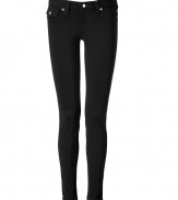 Bring downtown-inspired edge to your cocktail-ready separates with these Swarovski crystal embellished skinny jeans from True Religion - Five pocket styling, crystal rivet details, distinctive logo back pockets, ultra-skinny legs - Wear with a billowy blouse, a cropped denim jacket and wedge heels