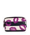 Tote around your makeup essentials in style with this lip print covered cosmetics bag from Marc by Marc Jacobs - Lip-detailed square cosmetics bag with top zip closure and logo plaque, leather trim - Perfect for daily use or as a thoughtful gift