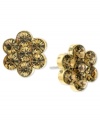 Style in full bloom from 2028. These darling button earrings shine with light colorado-hued glass accents in a pretty petal design. Crafted in gold tone mixed metal. Approximate length: 3/4 inch.