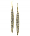 Elegance refined. These linear earrings from Vince Camuto are crafted from gold-tone mixed metal with crystal pave accents adding a lustrous touch. Approximate drop: 2-1/2 inches.