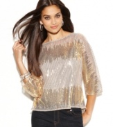 Shimmer and shine this spring with INC's glamorous sequined top! Try it with jeans and heels for a hot night-out combination.