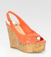 Strappy suede slingback with a natural cork wedge can be perfectly paired with your favorite sundress or shorts. Cork wedge, 4½ (115mm)Cork platform, 1½ (40mm)Compares to a 3 heel (75mm)Suede upperLeather liningRubber solePadded insoleImportedOUR FIT MODEL RECOMMENDS ordering true size. 