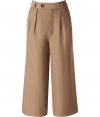 Elegant khaki pantskirt - hip 3/4 mid-calf length - high and very wide cut, casual and comfortable - broad waistband, button closure, waist pleats - perfect basic for every day - style 1970s like with a blouse or top which are tucked-in - wear with high heels only